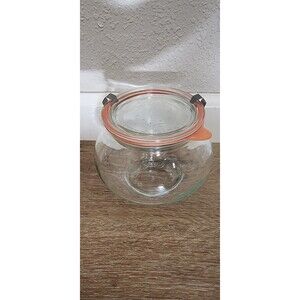 WECK Glass Jar Rundrand Glas 100 Tulip Strawberry With Lid, Clips & Gasket